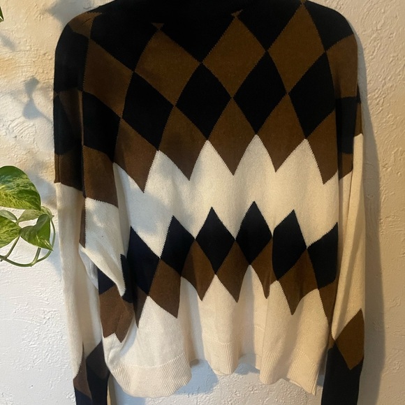 J. Crew Relaxed Fit Cashmere Turtleneck Sweater In Argyle - Picture 6 of 7